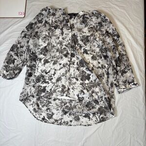 APT 9 Petite PXL‎ Sheer Floral Print Button Up Blouse Women